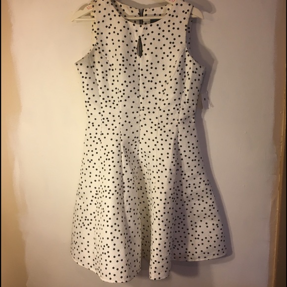 White and black, sleeveless, fit and flare dress - Picture 1 of 7